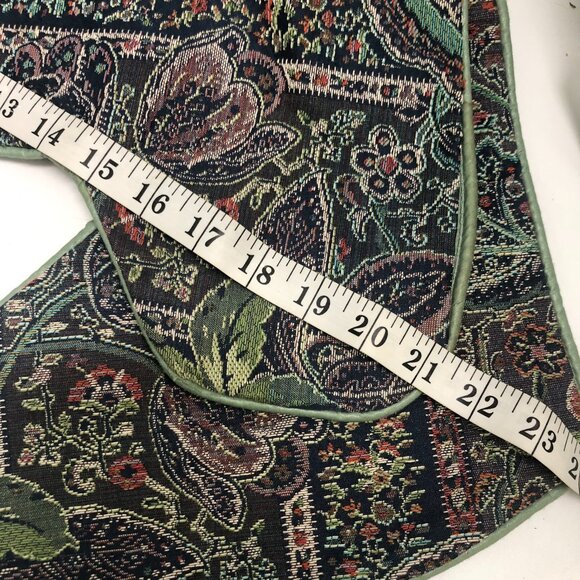 VTG 2 Piece Tapestry Traditional Christmas Stockings Gold Jingle Bell Detail - Picture 9 of 10